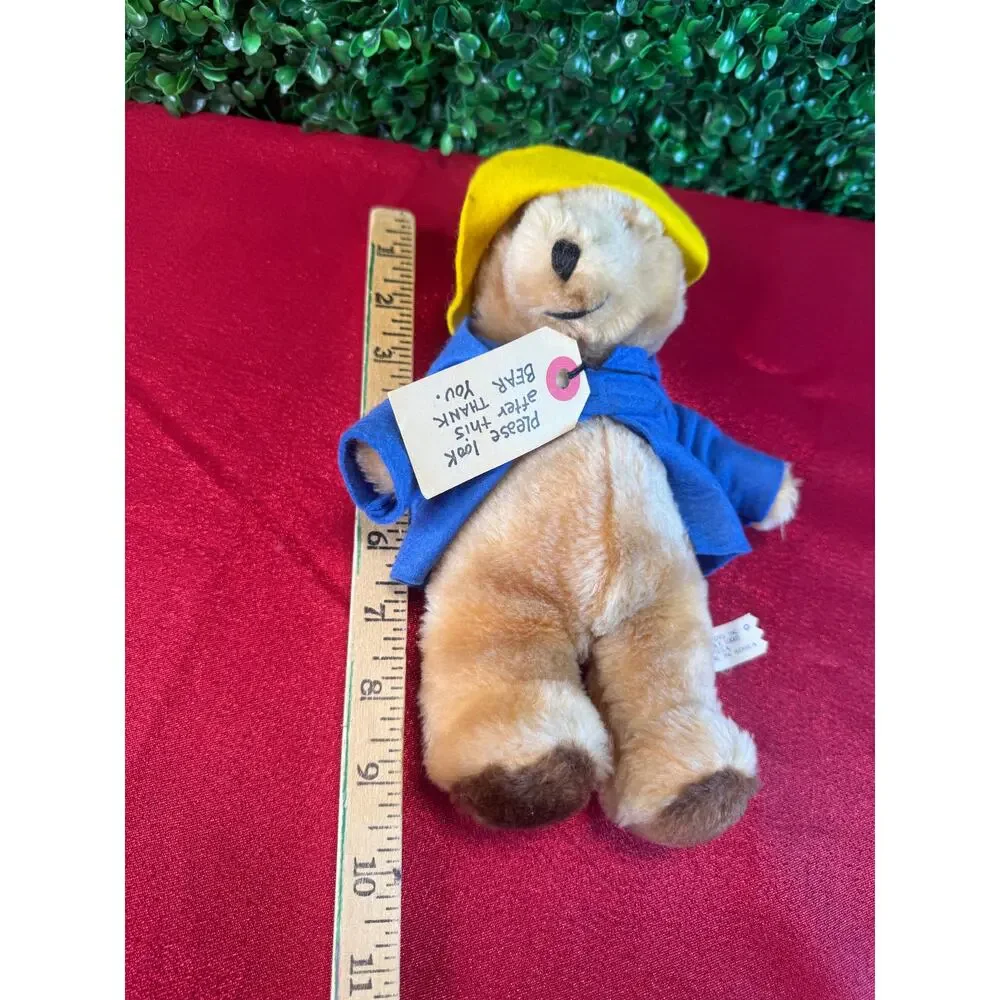 Vtg Eden Toys Paddington Bear Plush Darkest Peru Yellow Hat Blue Coat  Korea